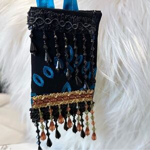 Handmade Boho Fabric Wallet Necklace Purse Pouch One of a Kind Artisan Signed